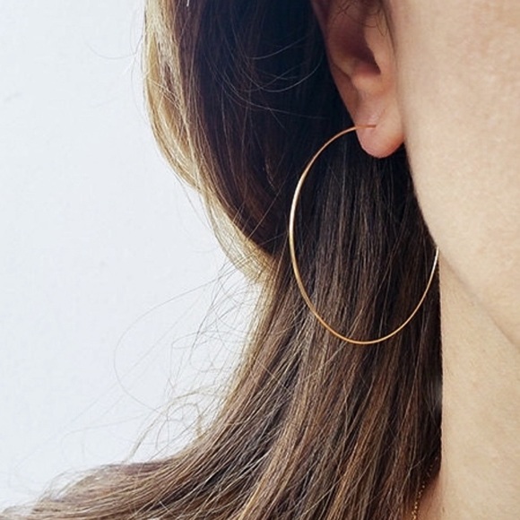 Jewelry - Gold Wire Full 2” Hoop Earrings w/Hook Backs